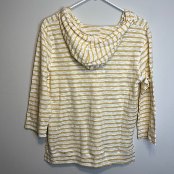 Coco+Carmen Yellow & White Striped Drawstring Hooded Tunic Shirt Sz S/M - Picture 6 of 8